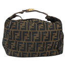 FENDI Zucca Canvas Vanity Pouch Hand Bag Black Brown Auth 168347-3