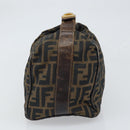 FENDI Zucca Canvas Vanity Pouch Hand Bag Black Brown Auth 168347-4