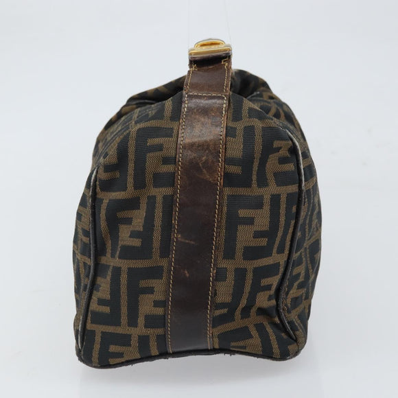 FENDI Zucca Canvas Vanity Pouch Hand Bag Black Brown Auth 168347
