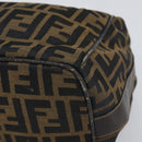 FENDI Zucca Canvas Vanity Pouch Hand Bag Black Brown Auth 168347-9