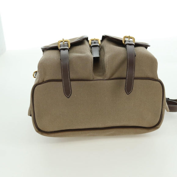 PRADA Backpack Canvas Beige Gold Auth 168350V
