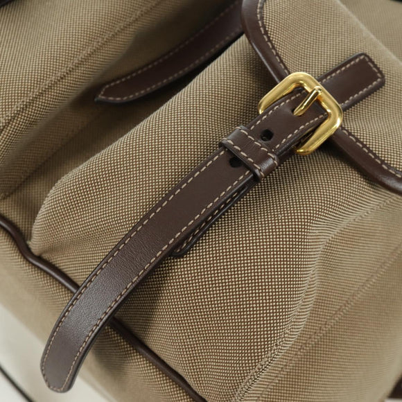PRADA Backpack Canvas Beige Gold Auth 168350V