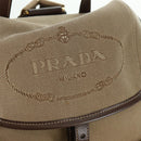 PRADA Backpack Canvas Beige Gold Auth 168350V-23