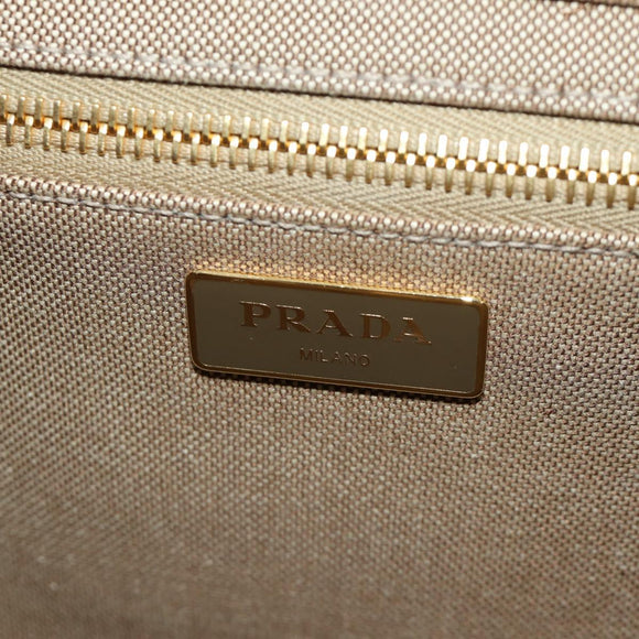 PRADA Backpack Canvas Beige Gold Auth 168350V