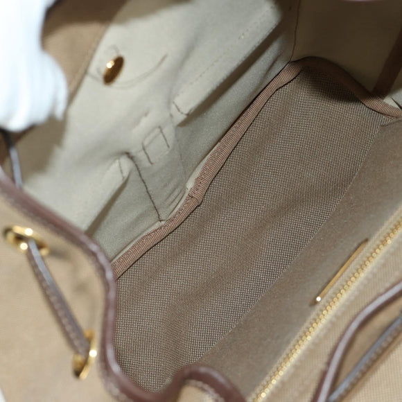 PRADA Backpack Canvas Beige Gold Auth 168350V
