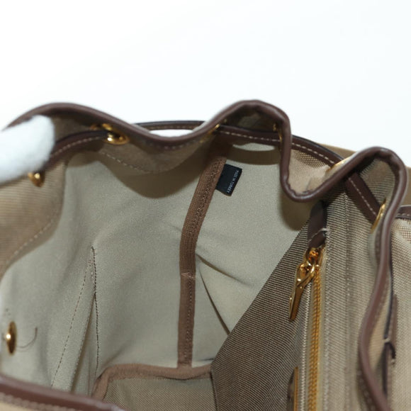 PRADA Backpack Canvas Beige Gold Auth 168350V