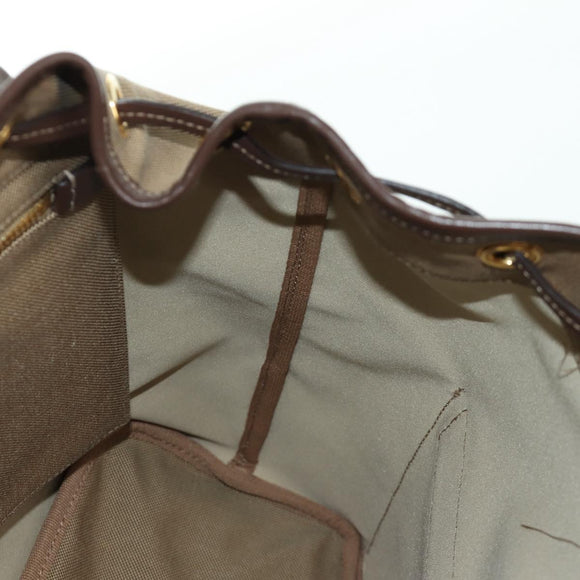 PRADA Backpack Canvas Beige Gold Auth 168350V