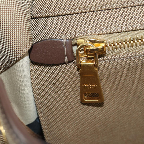 PRADA Backpack Canvas Beige Gold Auth 168350V
