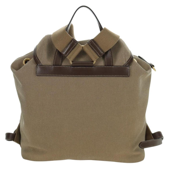 PRADA Backpack Canvas Beige Gold Auth 168350V