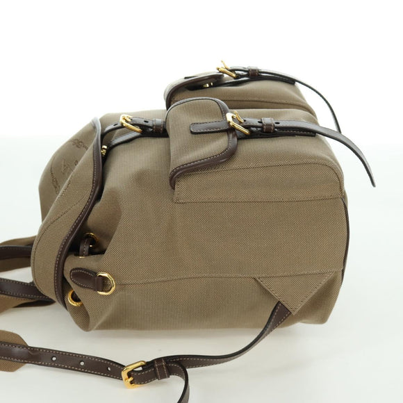 PRADA Backpack Canvas Beige Gold Auth 168350V