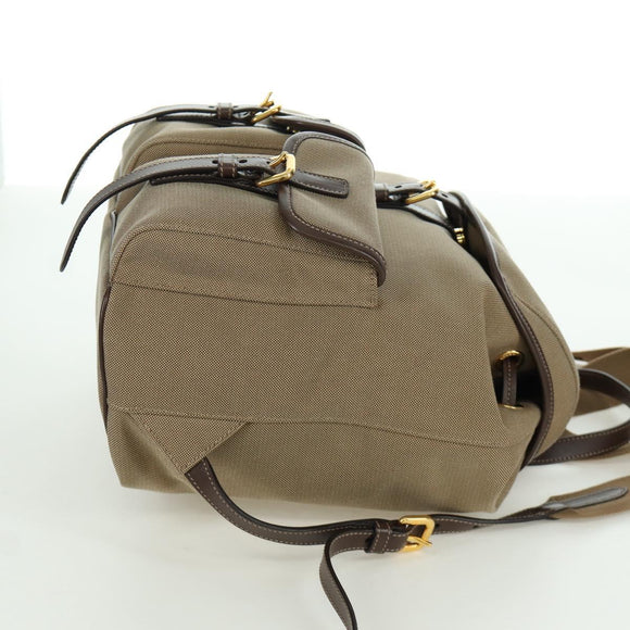 PRADA Backpack Canvas Beige Gold Auth 168350V
