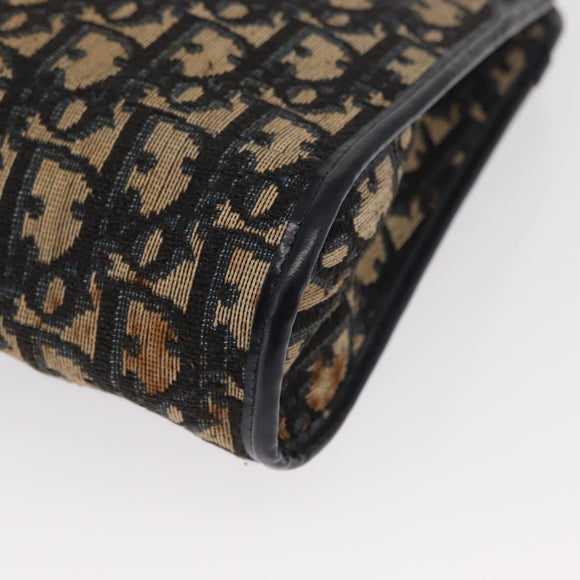 Christian Dior Trotter Canvas Shoulder Bag Navy Gold Auth 168354