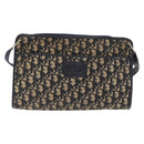 Christian Dior Trotter Canvas Shoulder Bag Navy Gold Auth 168354-2