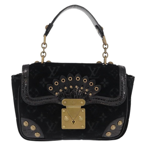 LOUIS VUITTON Monogram Velours Irvine Hand Bag Black M92733 LV Auth 168356SAV