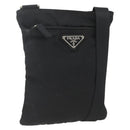 PRADA Shoulder Bag Nylon Black Silver Auth 168360-1