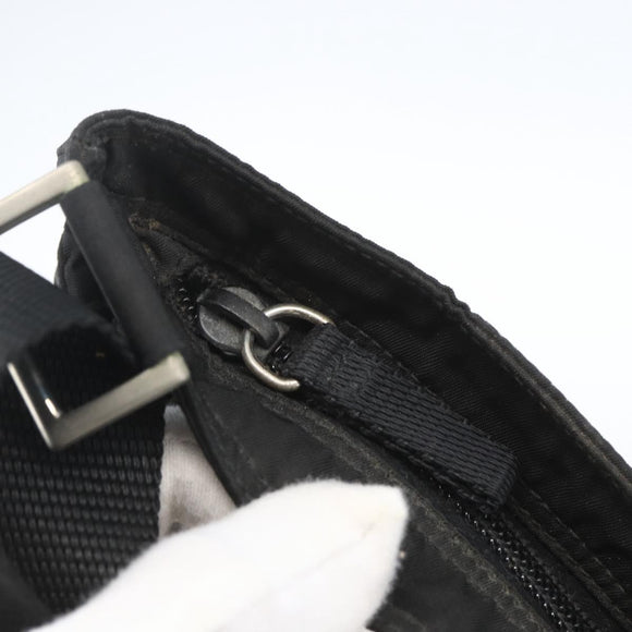 PRADA Shoulder Bag Nylon Black Silver Auth 168360