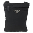 PRADA Shoulder Bag Nylon Black Silver Auth 168360-2