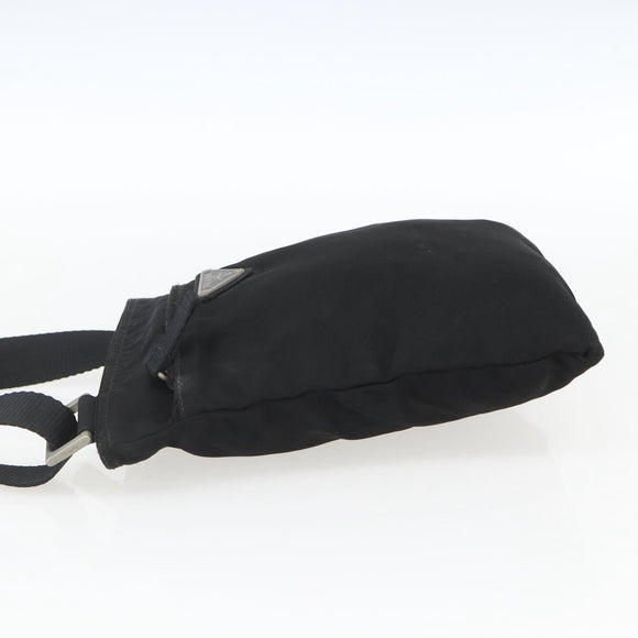 PRADA Shoulder Bag Nylon Black Silver Auth 168360
