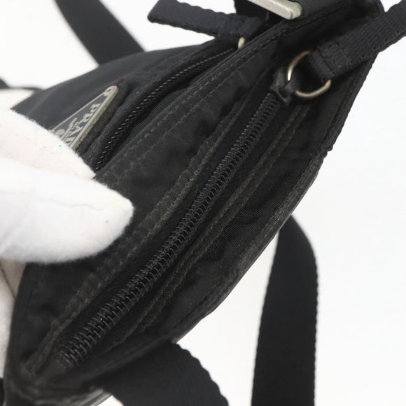 PRADA Shoulder Bag Nylon Black Silver Auth 168360