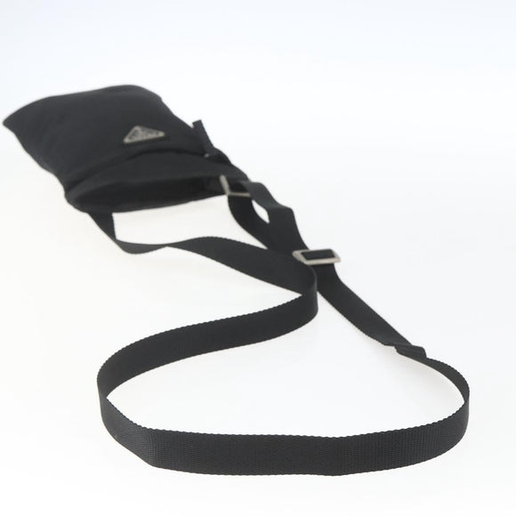 PRADA Shoulder Bag Nylon Black Silver Auth 168360