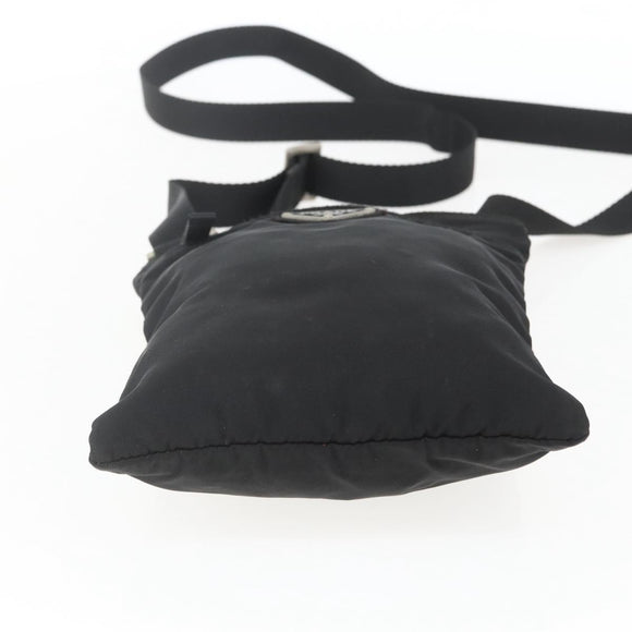 PRADA Shoulder Bag Nylon Black Silver Auth 168360