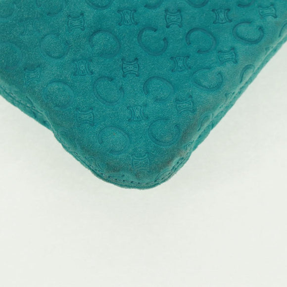 CELINE C Macadam Canvas Shoulder Bag Suede Leather Turquoise Blue Auth 168361V