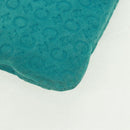 CELINE C Macadam Canvas Shoulder Bag Suede Leather Turquoise Blue Auth 168361V-12