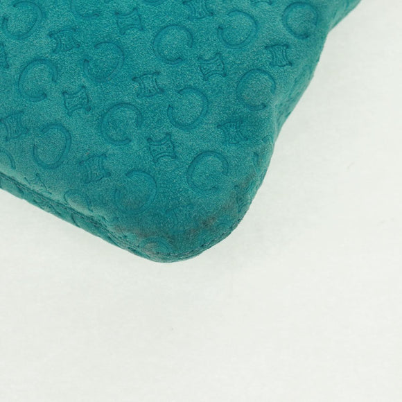 CELINE C Macadam Canvas Shoulder Bag Suede Leather Turquoise Blue Auth 168361V