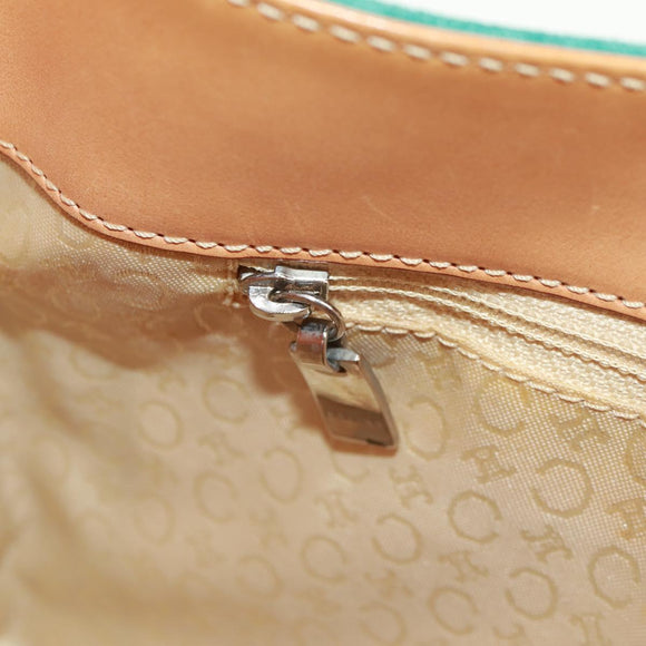 CELINE C Macadam Canvas Shoulder Bag Suede Leather Turquoise Blue Auth 168361V