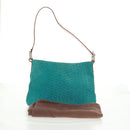 CELINE C Macadam Canvas Shoulder Bag Suede Leather Turquoise Blue Auth 168361V-22
