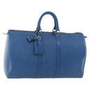 LOUIS VUITTON Epi Keepall 45 Boston Bag Blue M42975 LV Auth 168373-1