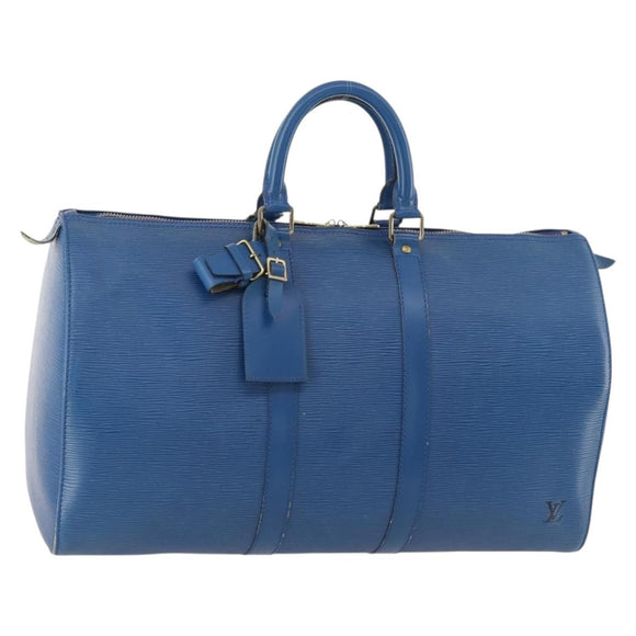 LOUIS VUITTON Epi Keepall 45 Boston Bag Blue M42975 LV Auth 168373