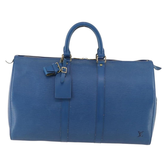 LOUIS VUITTON Epi Keepall 45 Boston Bag Blue M42975 LV Auth 168373