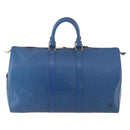 LOUIS VUITTON Epi Keepall 45 Boston Bag Blue M42975 LV Auth 168373-2