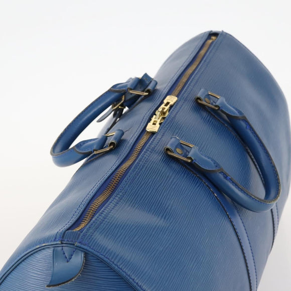 LOUIS VUITTON Epi Keepall 45 Boston Bag Blue M42975 LV Auth 168373
