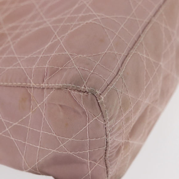 Christian Dior Lady Dior Canage Hand Bag Nylon Pink Silver Auth 168374