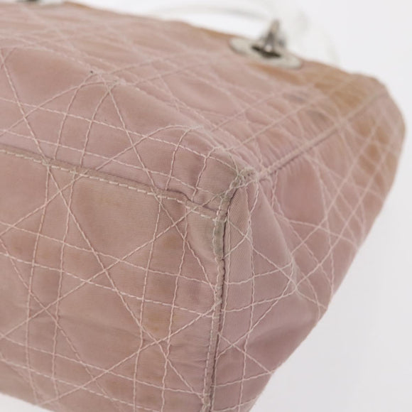 Christian Dior Lady Dior Canage Hand Bag Nylon Pink Silver Auth 168374