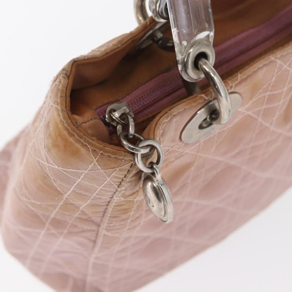 Christian Dior Lady Dior Canage Hand Bag Nylon Pink Silver Auth 168374
