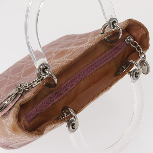 Christian Dior Lady Dior Canage Hand Bag Nylon Pink Silver Auth 168374