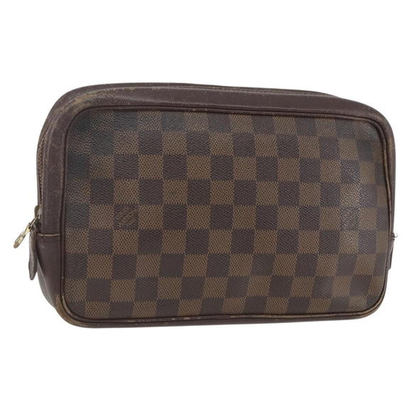 LOUIS VUITTON Damier Ebene Trousse Toilette 25 Clutch Bag N47624 LV Auth 168375