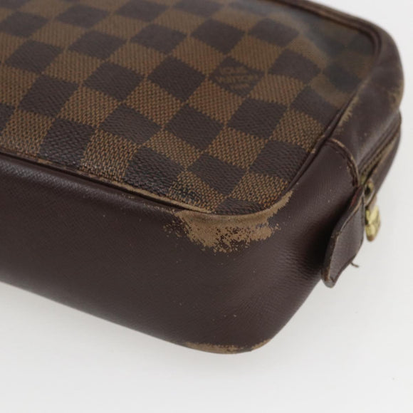 LOUIS VUITTON Damier Ebene Trousse Toilette 25 Clutch Bag N47624 LV Auth 168375