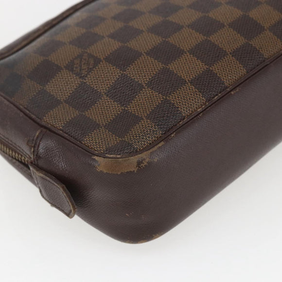 LOUIS VUITTON Damier Ebene Trousse Toilette 25 Clutch Bag N47624 LV Auth 168375