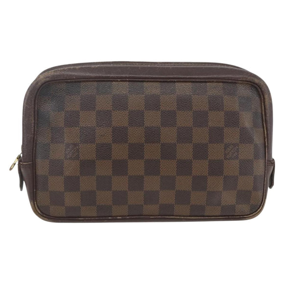 LOUIS VUITTON Damier Ebene Trousse Toilette 25 Clutch Bag N47624 LV Auth 168375