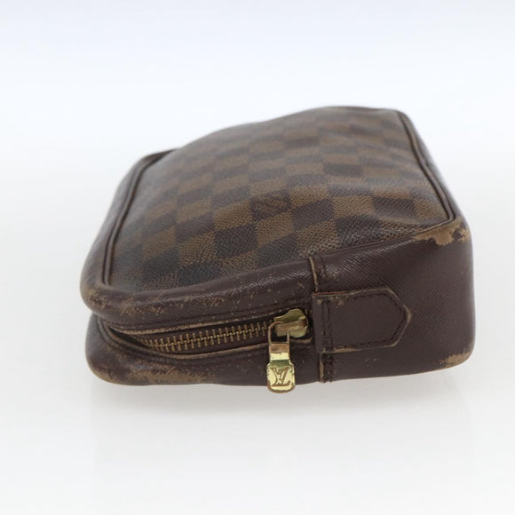 LOUIS VUITTON Damier Ebene Trousse Toilette 25 Clutch Bag N47624 LV Auth 168375
