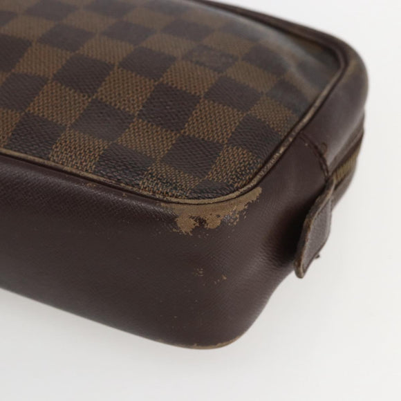 LOUIS VUITTON Damier Ebene Trousse Toilette 25 Clutch Bag N47624 LV Auth 168375