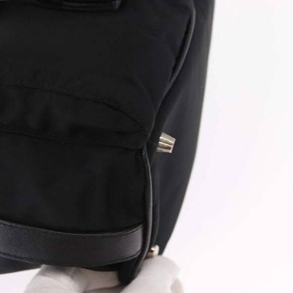 PRADA Shoulder Bag Nylon Black Silver Auth 168377