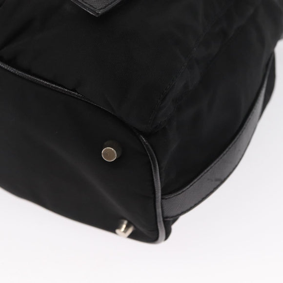 PRADA Shoulder Bag Nylon Black Silver Auth 168377