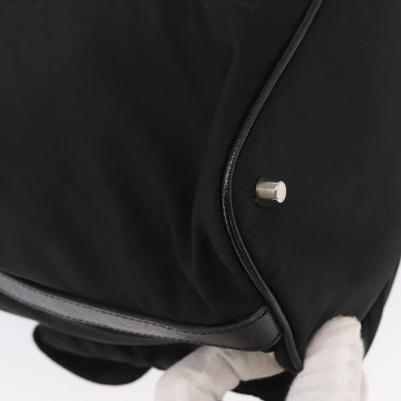 PRADA Shoulder Bag Nylon Black Silver Auth 168377