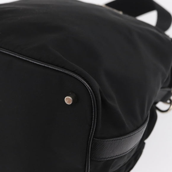 PRADA Shoulder Bag Nylon Black Silver Auth 168377