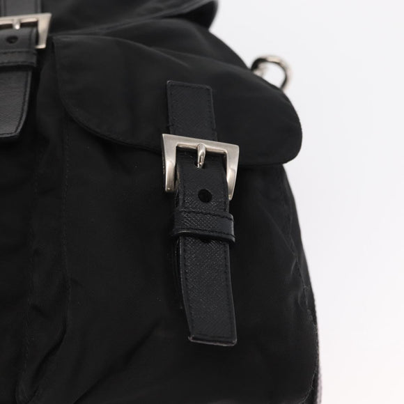 PRADA Shoulder Bag Nylon Black Silver Auth 168377